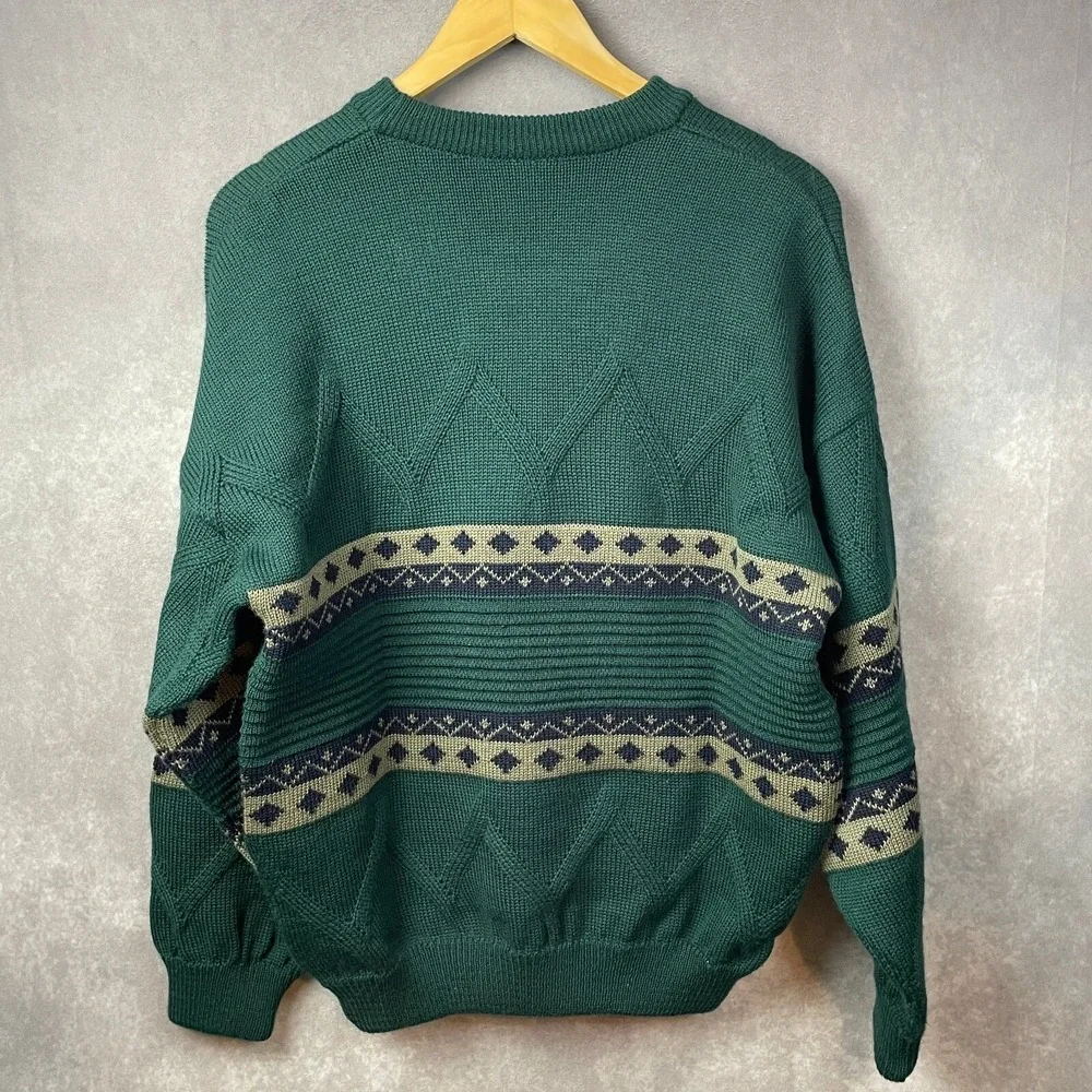 Aklanda Sweater Mens Medium Green Lions Crest Wool Made in Australia Vintage‎